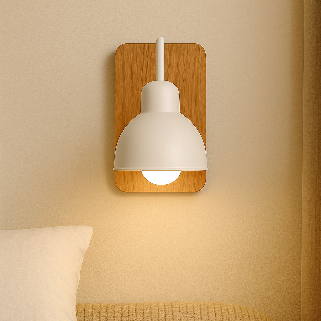 Lampa ścienna skandynawska z drewna – naturalne oświetlenie nastrojowe