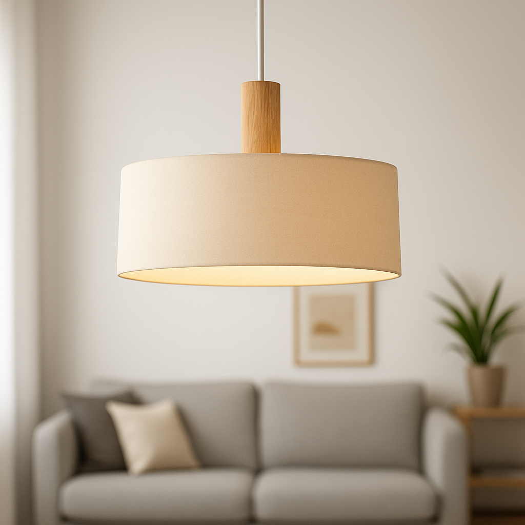 Lampa wisząca skandynawska z drewna – naturalna designerska lampa sufitowa