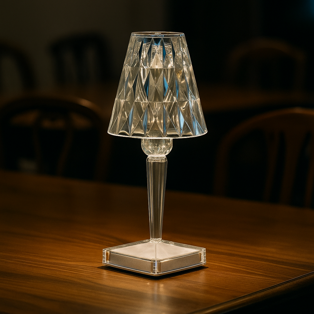 Diamentowa Lampa Stołowa LED | Kryształowa