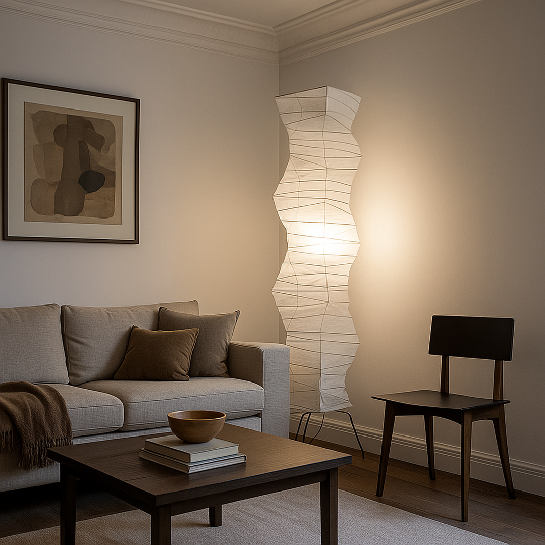 Lampa Podłogowa Z Papierowym Kloszem | Vintage