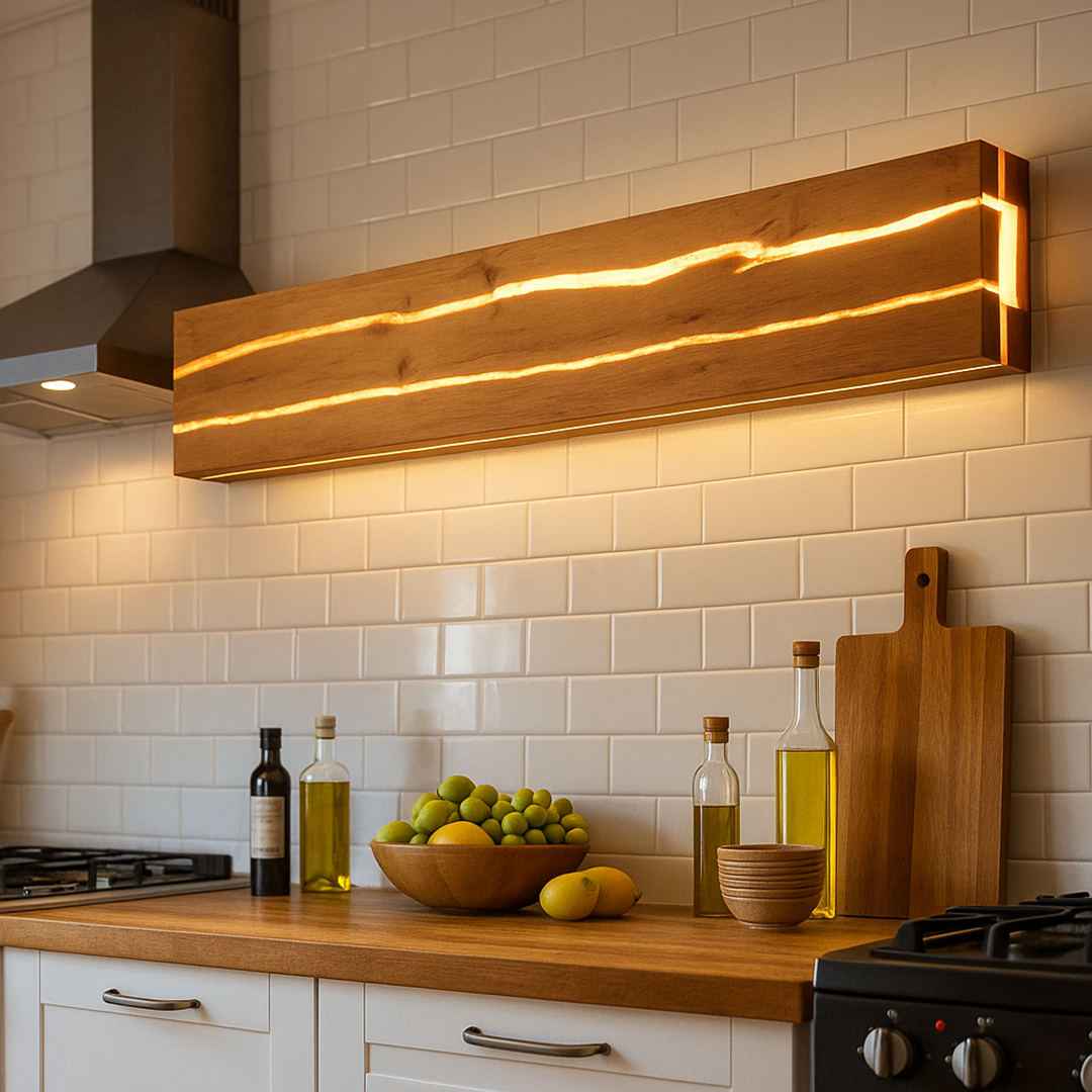 Nowoczesna Drewniana Lampa Ścienna | Unikalne Pęknięcie