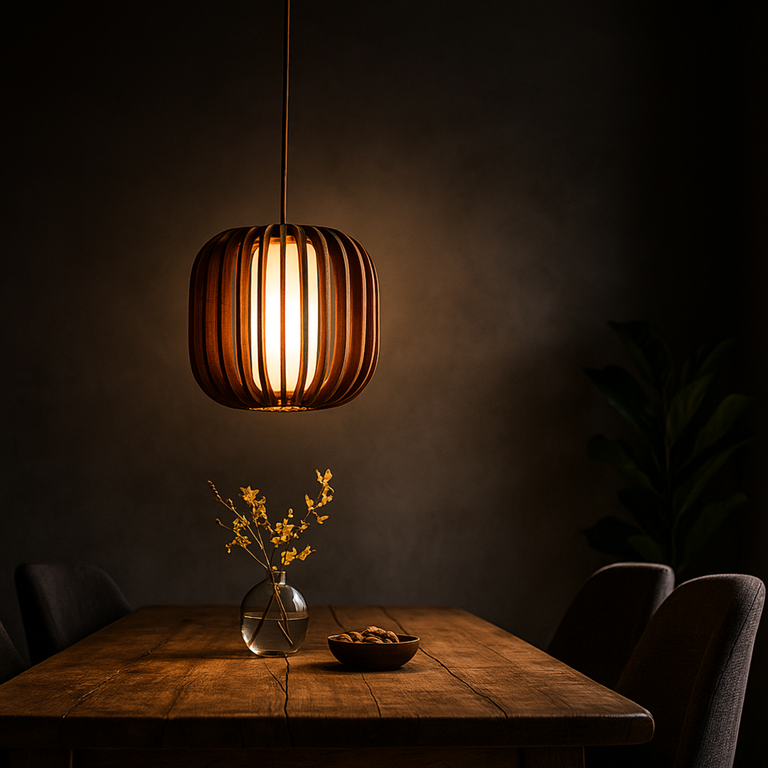 Drewniana Lampa Wisząca | Skandynawska Inspiracja