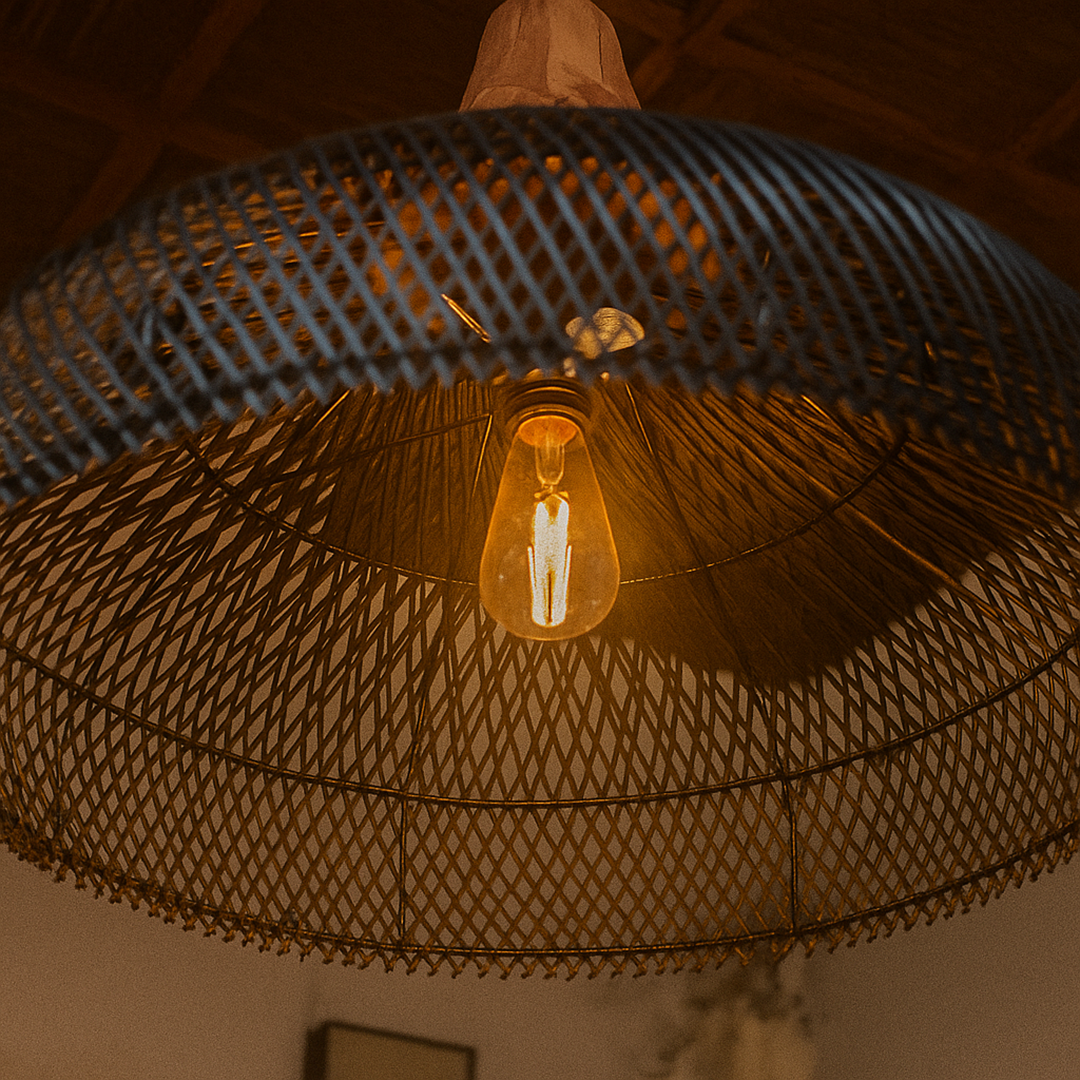 Rattanowa Lampa Wisząca | Estetyka Japandi