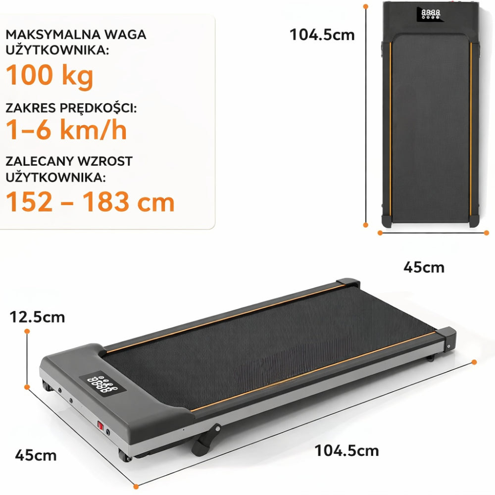 Folding Electric Treadmill for Under Desk with LED Handle