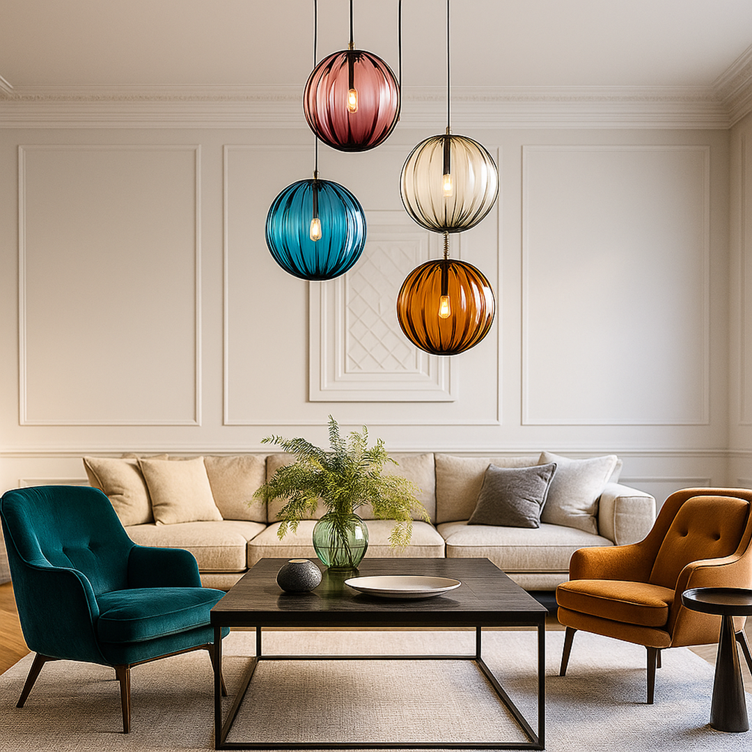 Dekoracyjna Kolorowa Szklana Lampa Wisząca | Styl Bauhaus