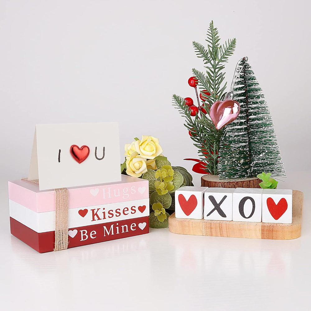 Wooden Valentine’s Day Decoration Tabletop and Shelf Books