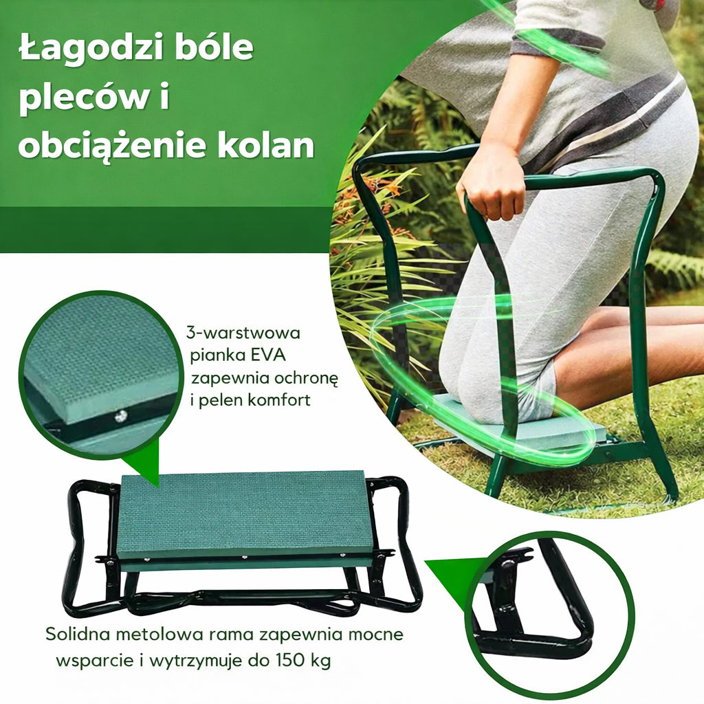 Klęcznik Ogrodowy Siedzisko Składane Stalowe Prace Ogrodowe
