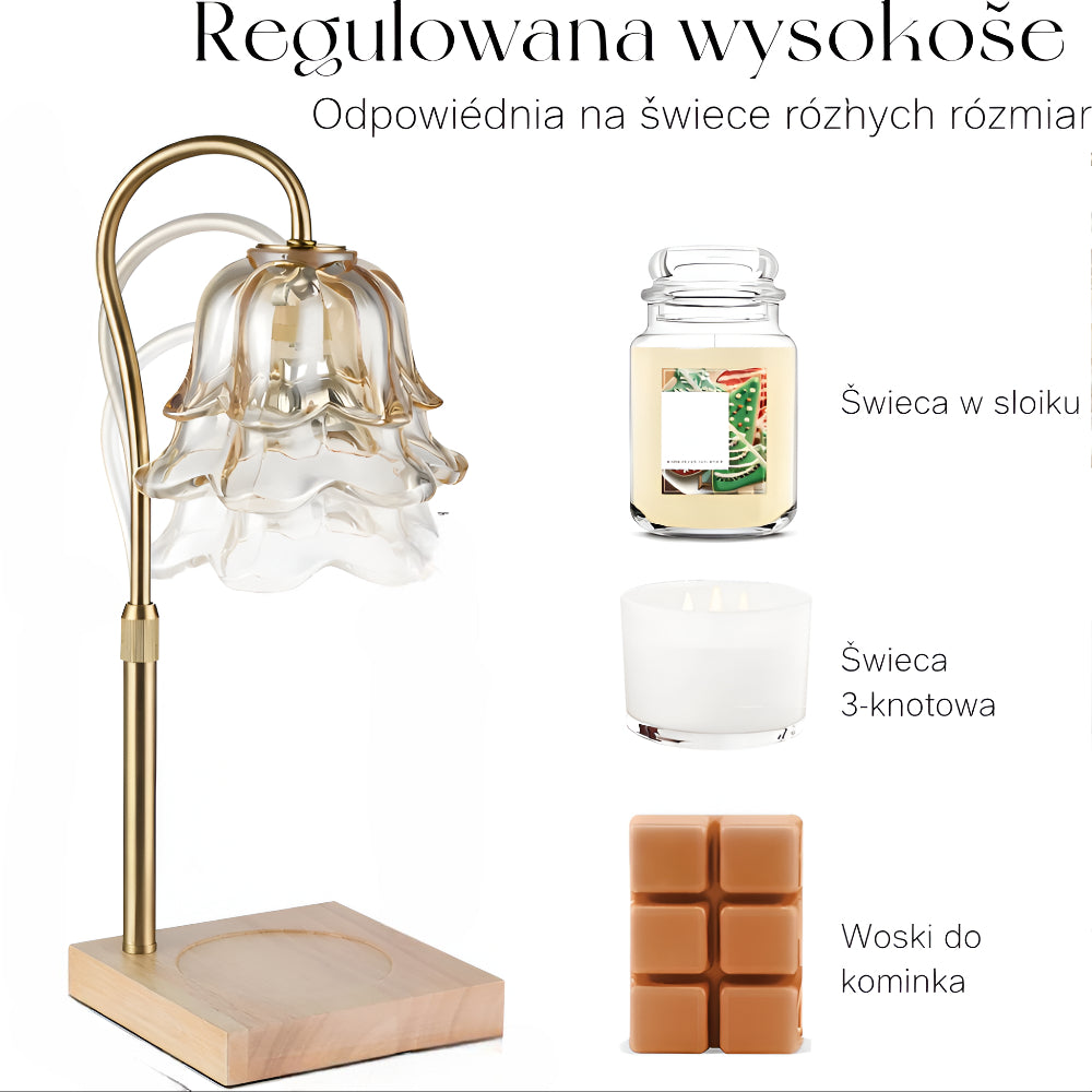 Table Lamp Electric Candle Warmer Wood Glass