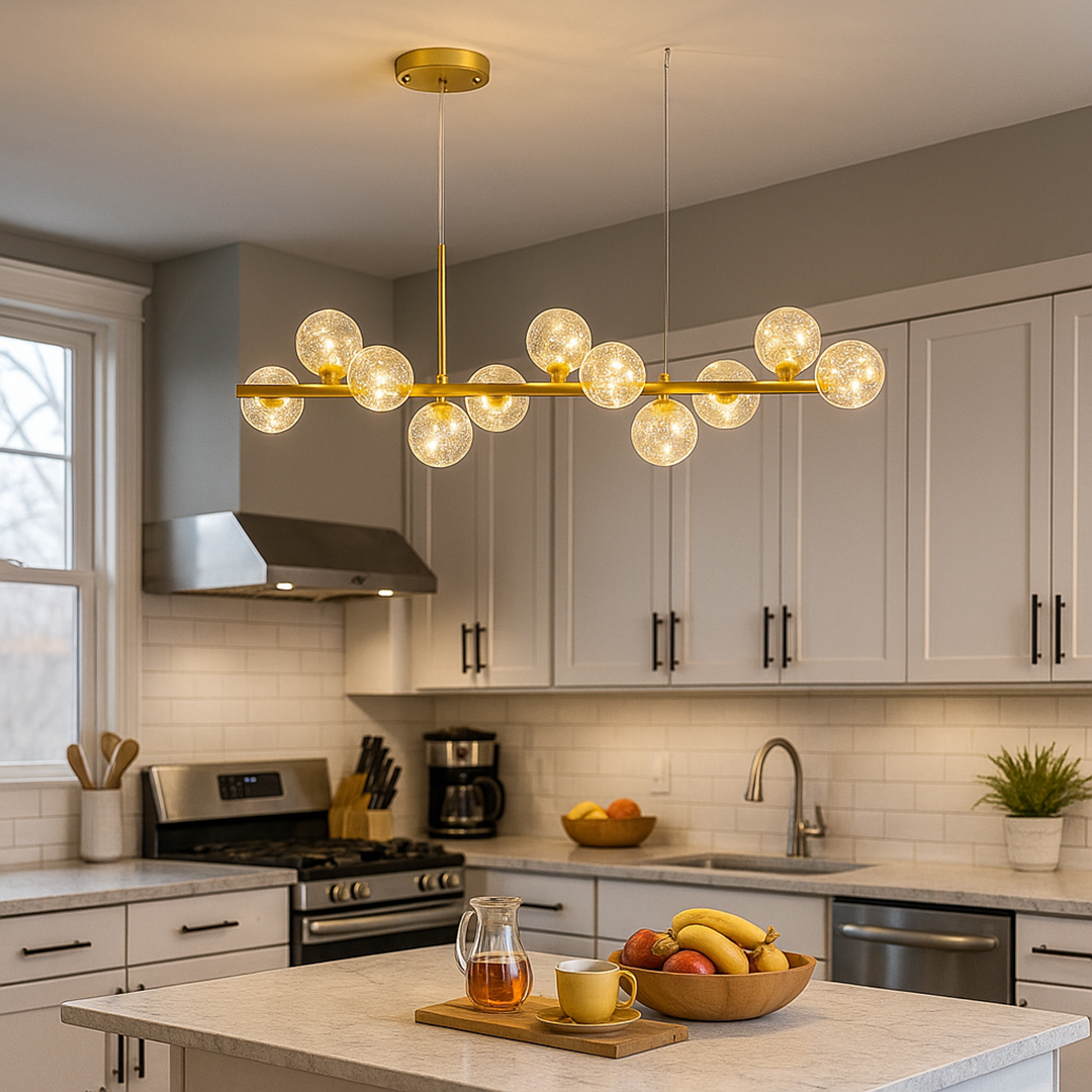 Lampa Wisząca Szkło I Żelazo | Regulowana Wysokość