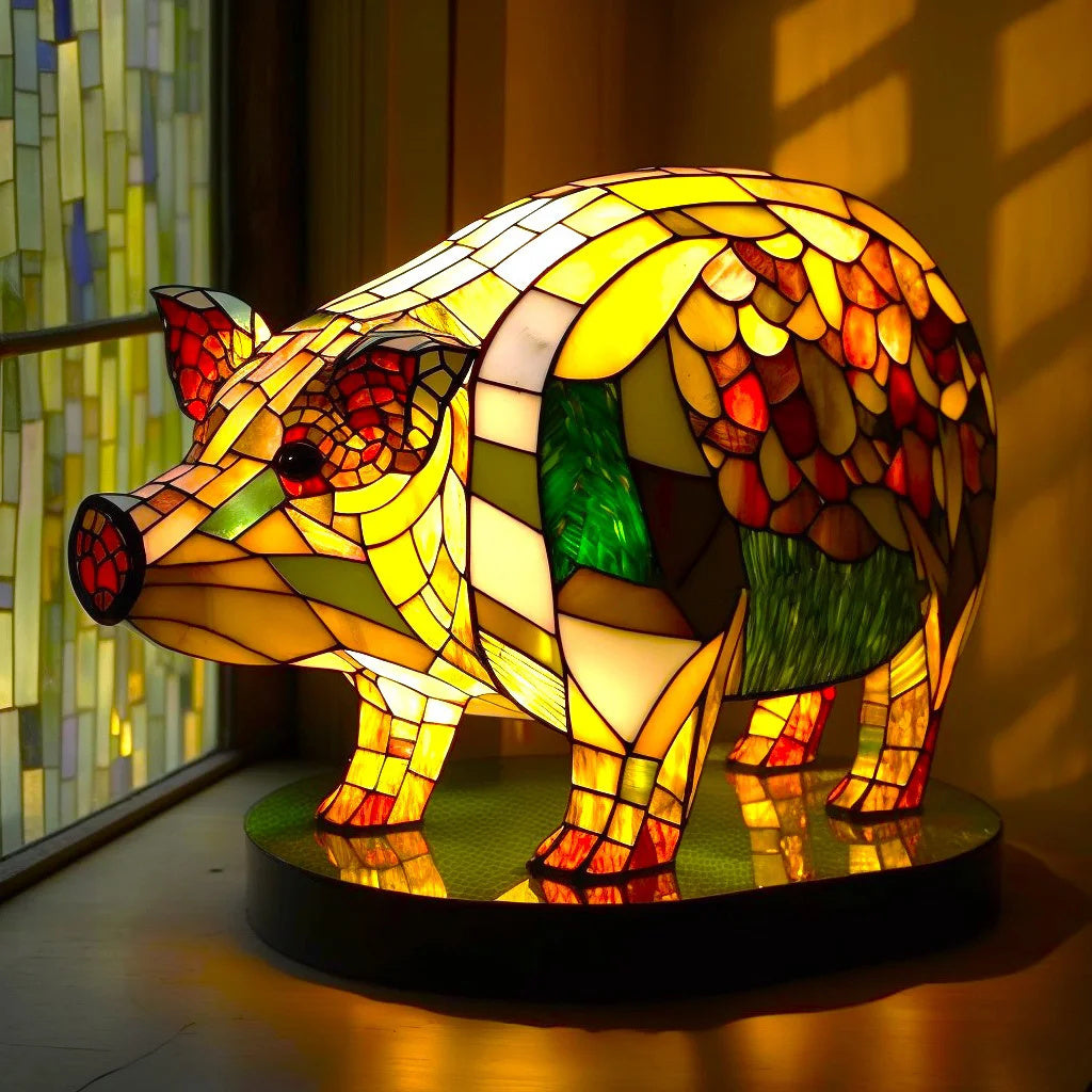 Stained Glass Animal Decorative LED Table Lamp