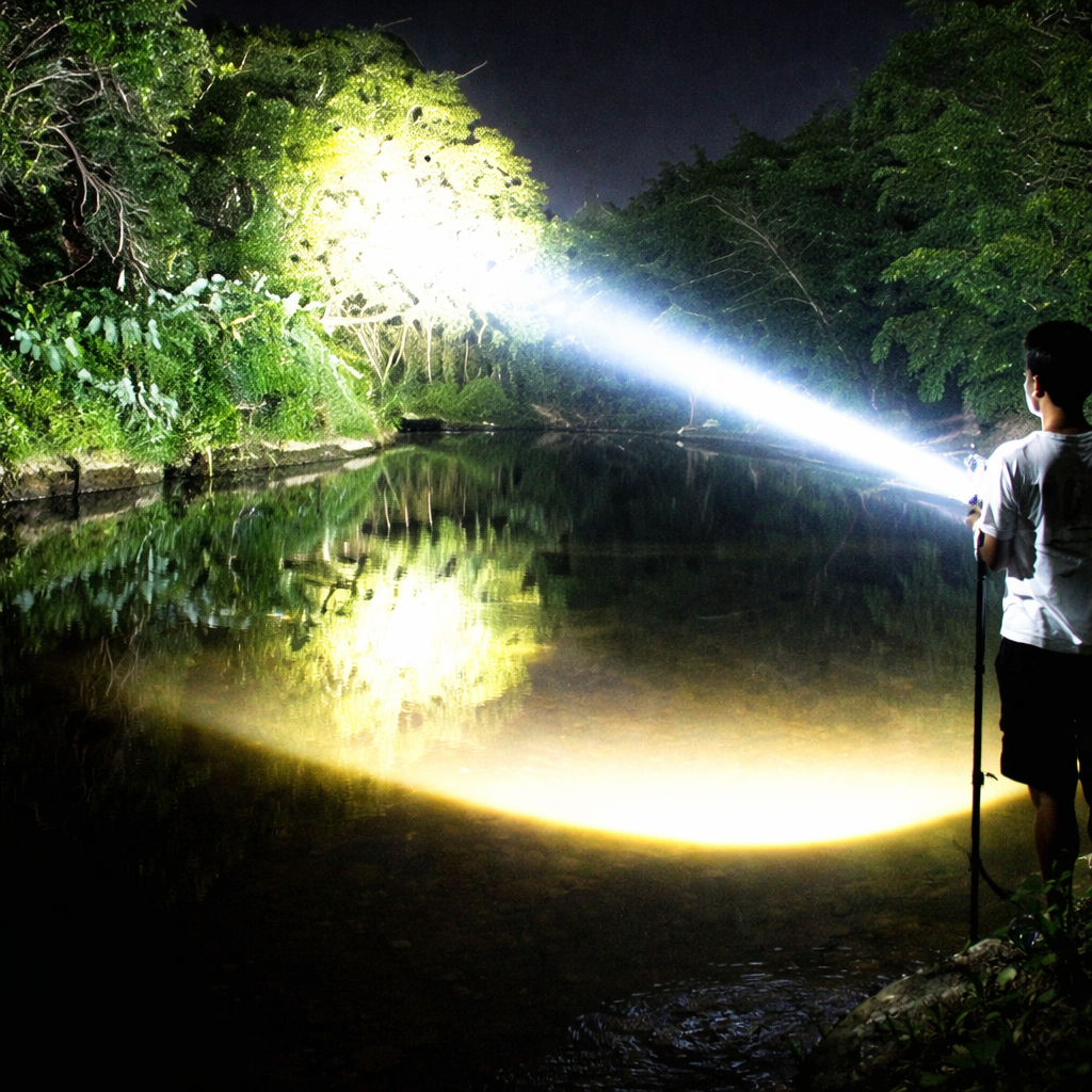 Strong aluminum LED flashlight with zoom, USB rechargeable, tactical