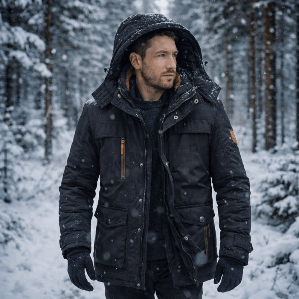 Men's Winter Quilted Parka Jacket Hood Frost