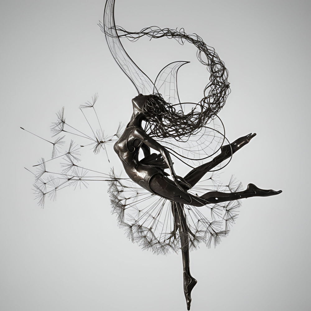 Ogrodowa Ozdoba Metalowa Rzeźba Wróżka Sylwetka