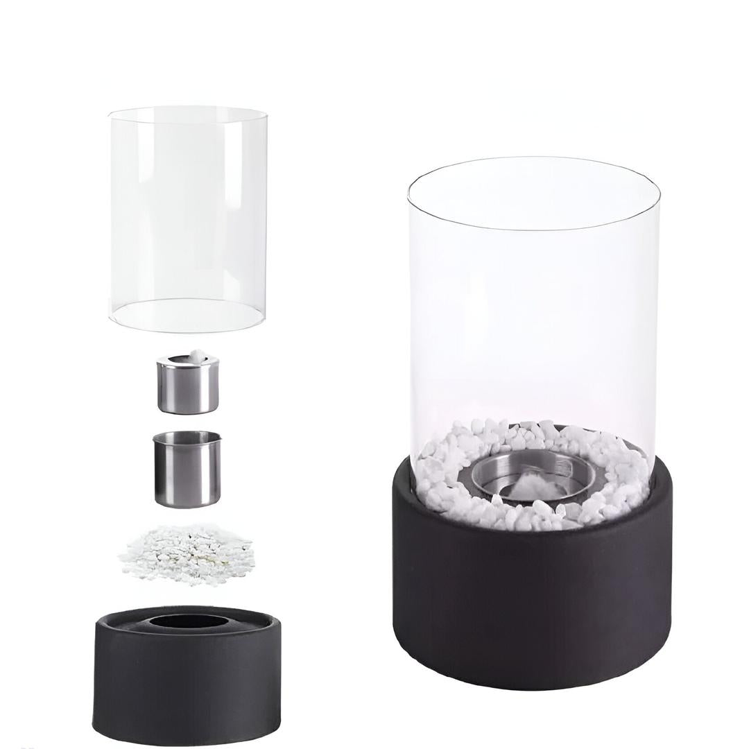 Kominek Stołowy z Czarną Metalową Podstawą | Nowoczesna Estetyka