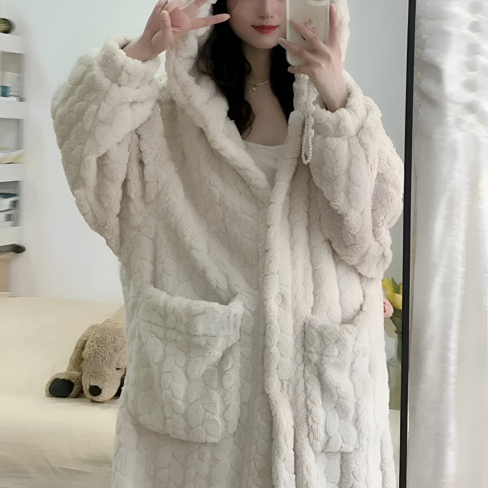 Women's Bathrobe Hood Long Winter