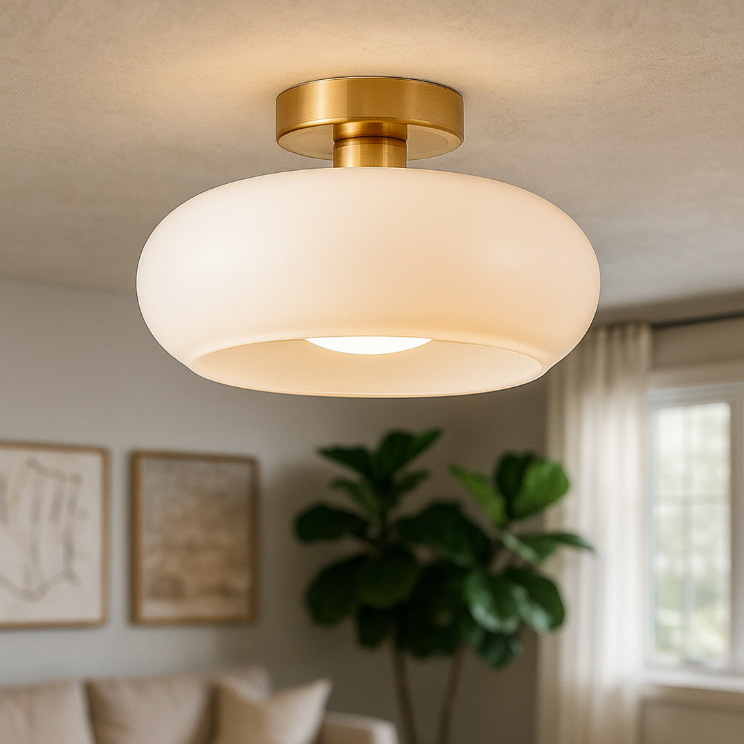 Okrągła Szklana Lampa Wisząca | Vintage