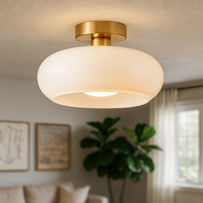 Okrągła Szklana Lampa Wisząca | Vintage