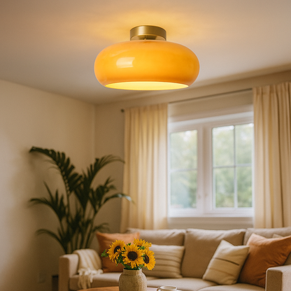 Okrągła Szklana Lampa Wisząca | Vintage