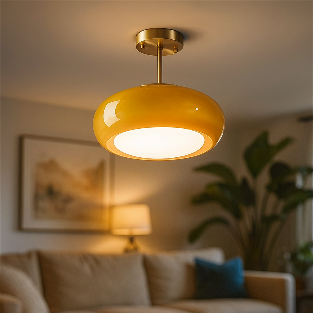 Okrągła Szklana Lampa Wisząca | Vintage