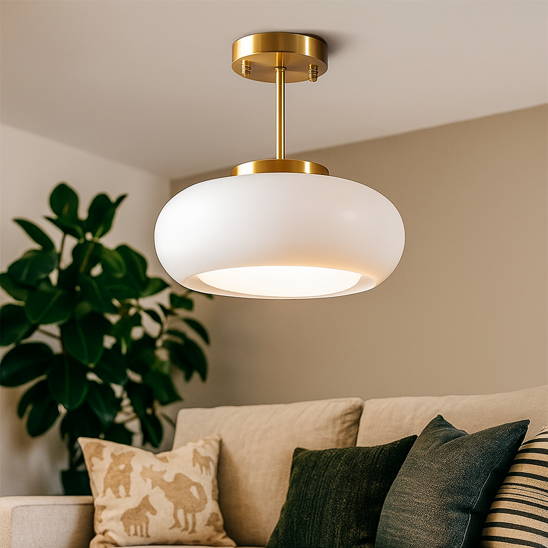 Okrągła Szklana Lampa Wisząca | Vintage