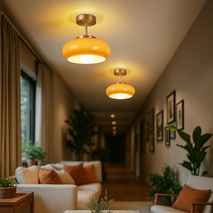 Okrągła Szklana Lampa Wisząca | Vintage