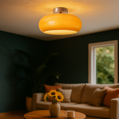 Okrągła Szklana Lampa Wisząca | Vintage