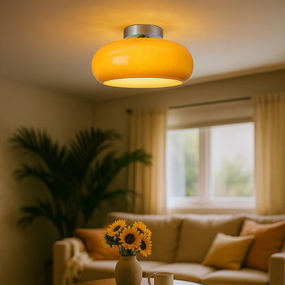 Okrągła Szklana Lampa Wisząca | Vintage