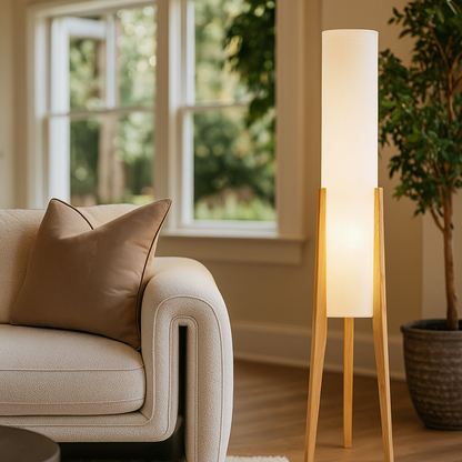 Domowa Lampa Podłogowa Z Orzecha | Skandynawska