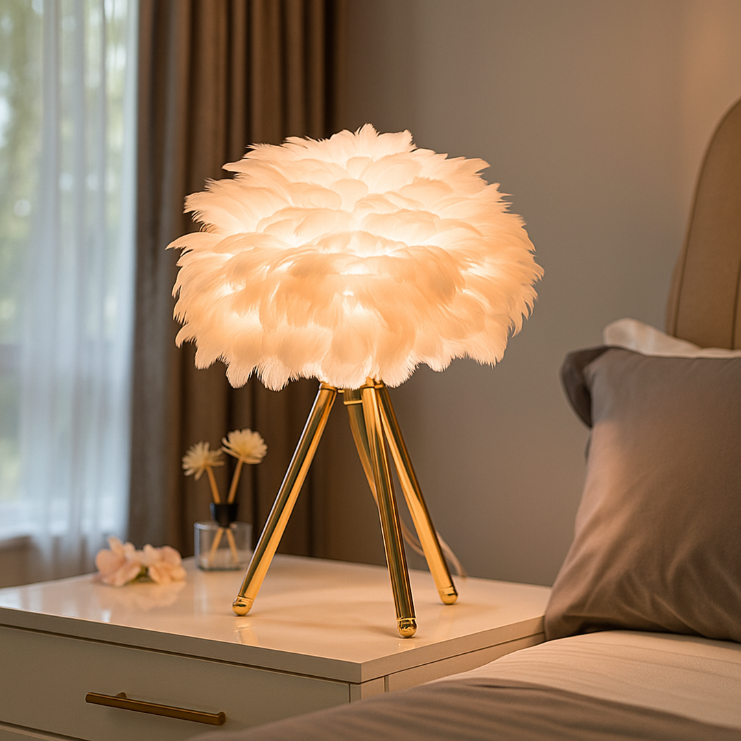 Domowa Lampa Stołowa Z Piór | Nowoczesna