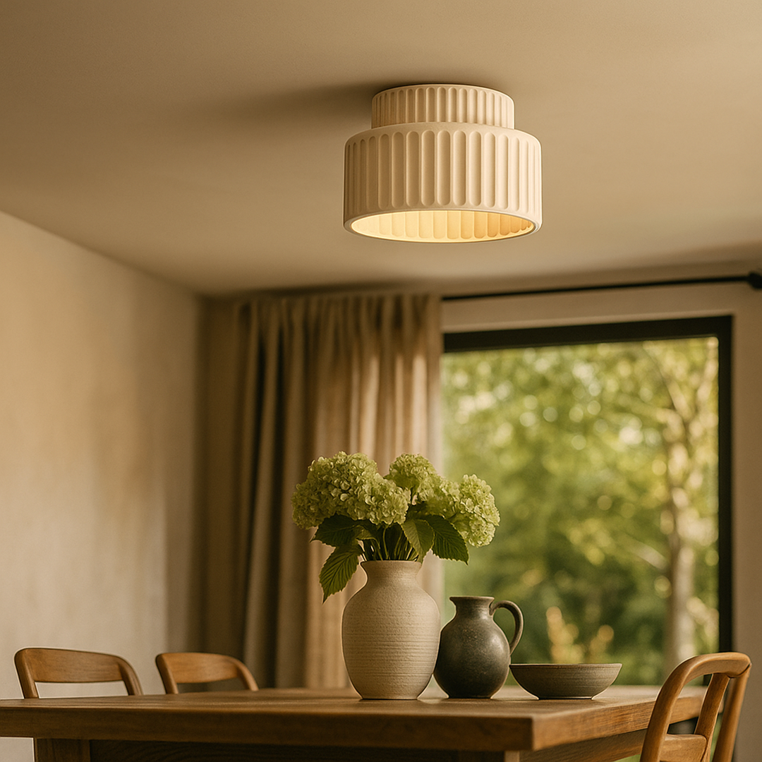 Nowoczesna Kremowa Lampa Wisząca | Styl Japandi