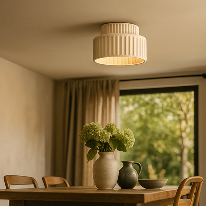 Nowoczesna Kremowa Lampa Wisząca | Styl Japandi