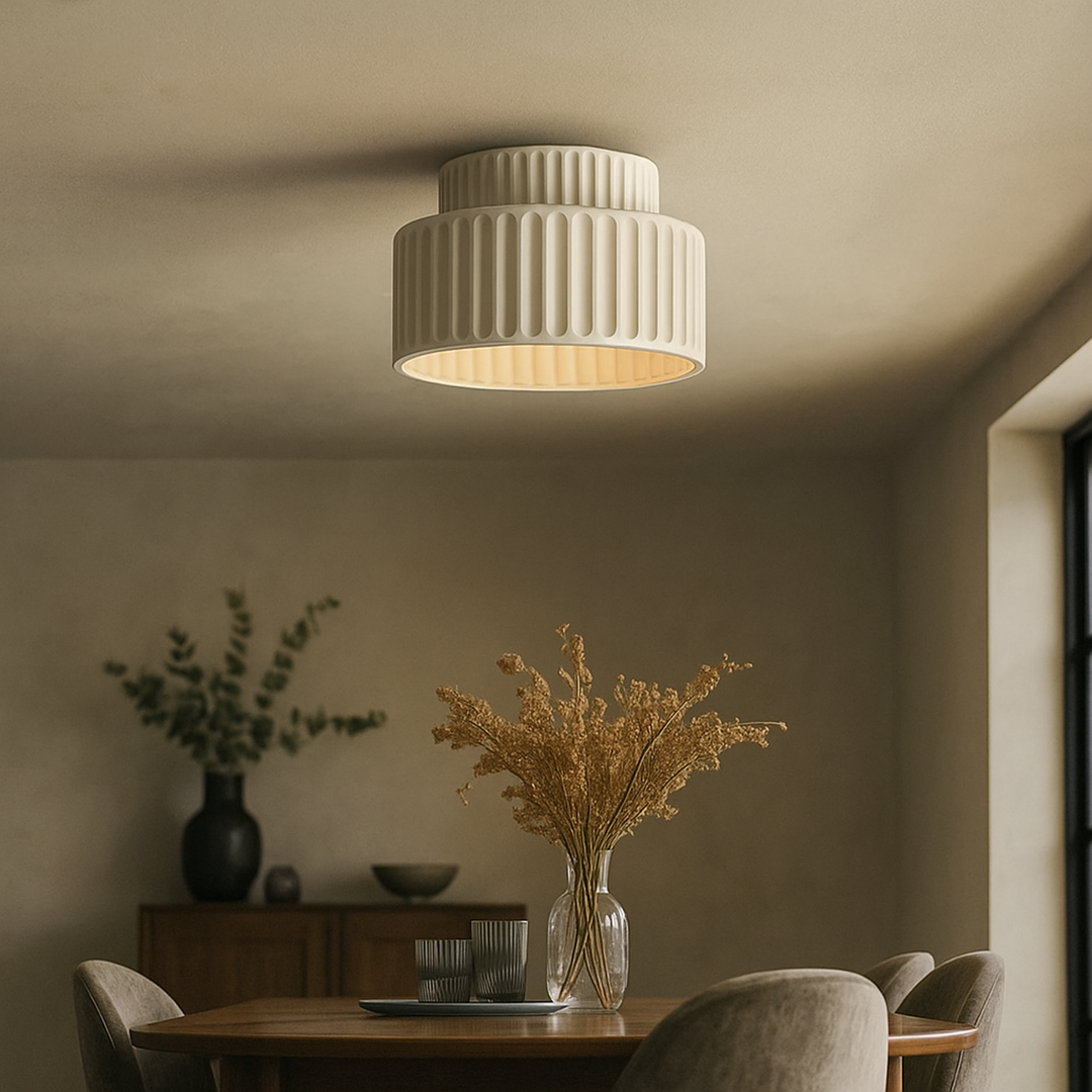 Nowoczesna Kremowa Lampa Wisząca | Styl Japandi