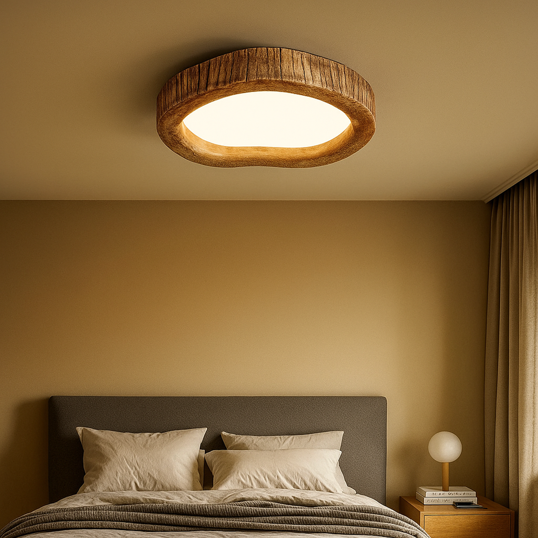 Lampa Sufitowa Z Drewnianym Wykończeniem | Vintage