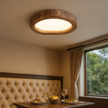 Lampa Sufitowa z Drewnianą Ramą | Rustykalny Urok