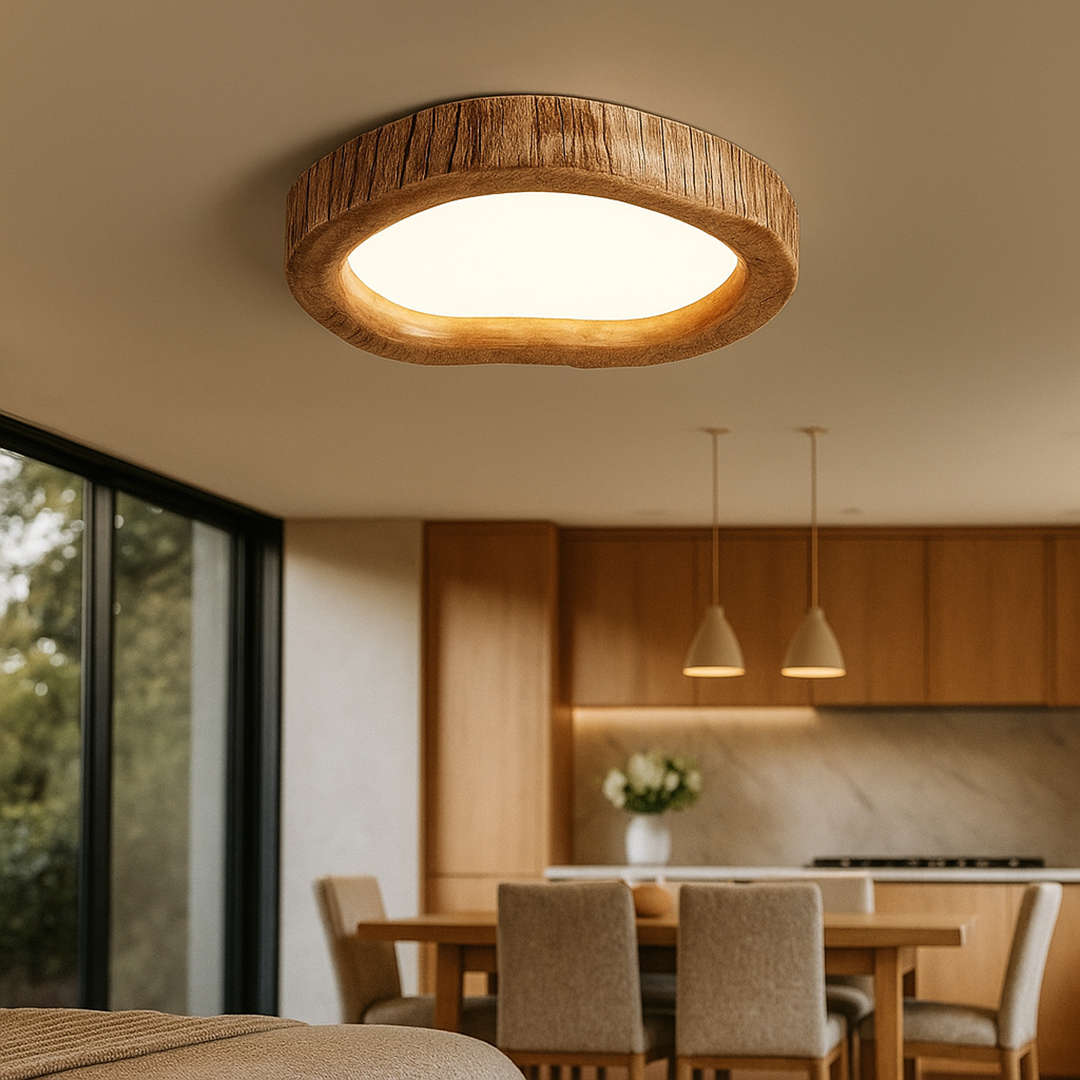 Lampa Sufitowa z Drewnianą Ramą | Rustykalny Urok