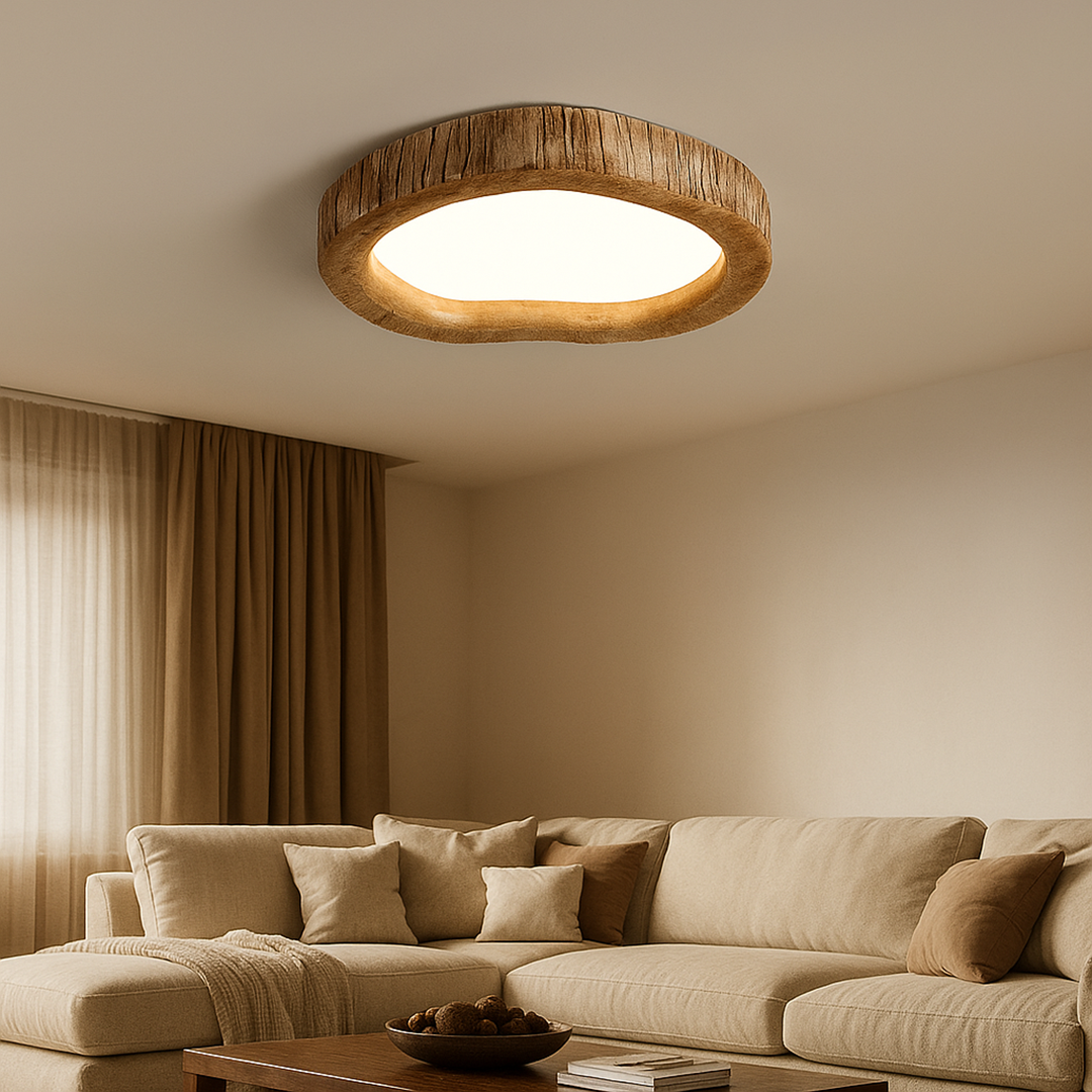 Lampa Sufitowa Z Drewnianym Wykończeniem | Vintage