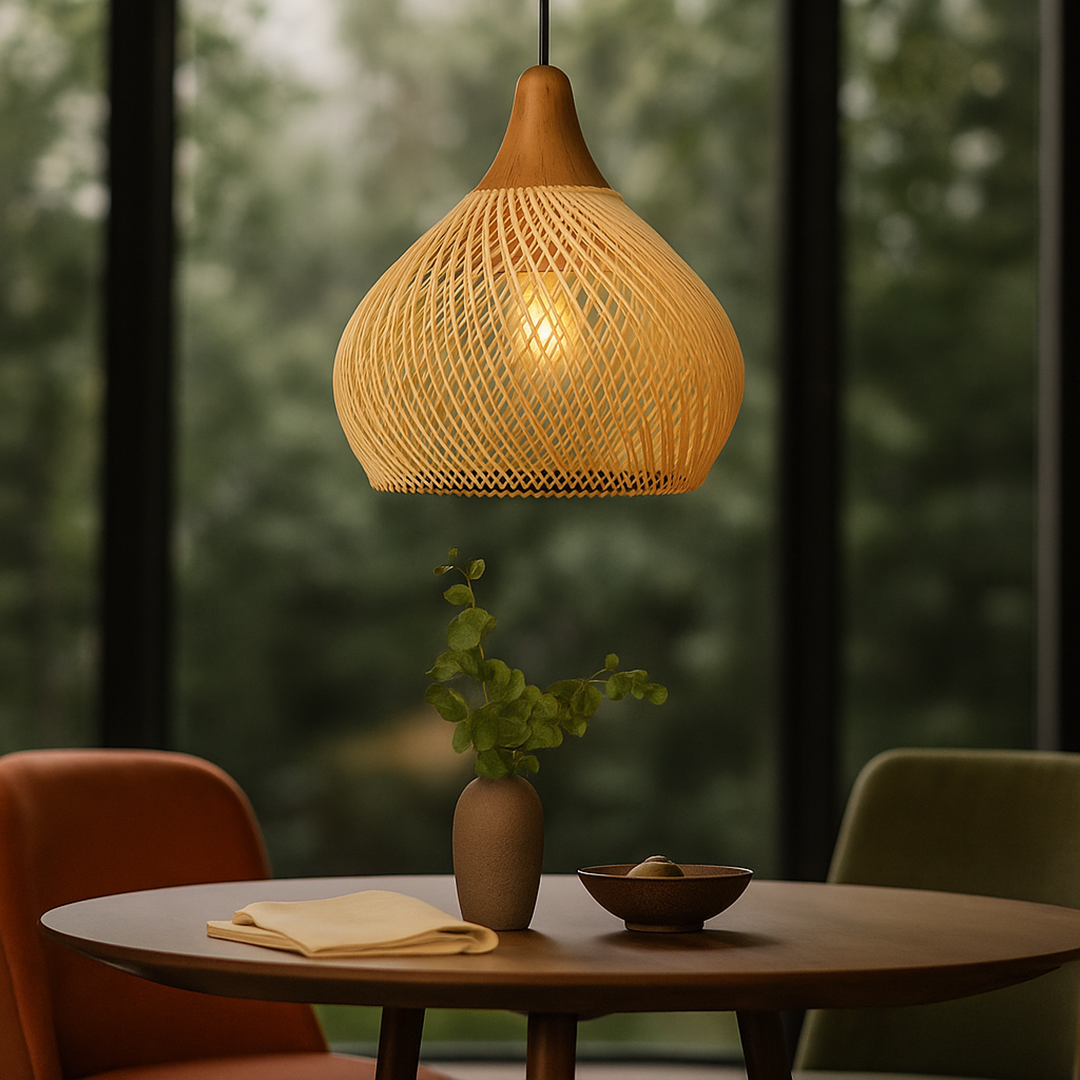 Skandynawska Rattanowa Lampa Wisząca | Boho