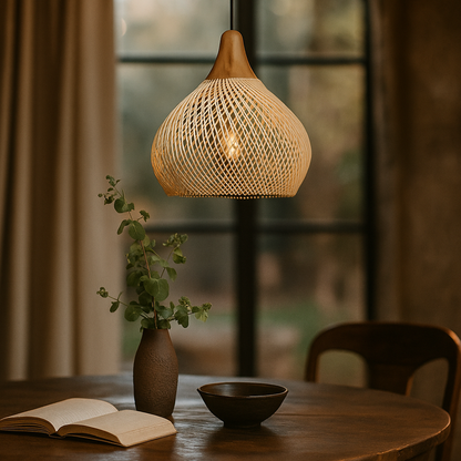 Skandynawska Rattanowa Lampa Wisząca | Boho