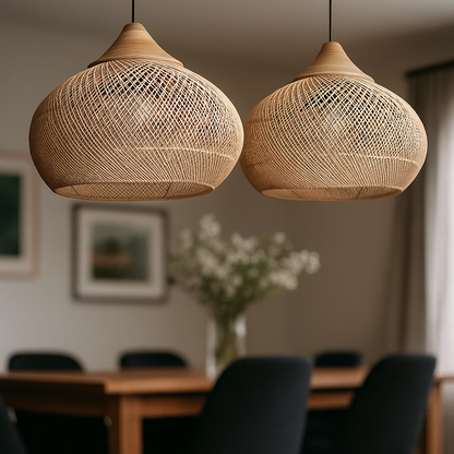 Skandynawska Rattanowa Lampa Wisząca | Boho