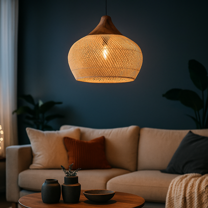 Skandynawska Rattanowa Lampa Wisząca | Boho