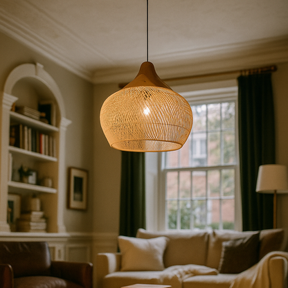 Skandynawska Rattanowa Lampa Wisząca | Boho