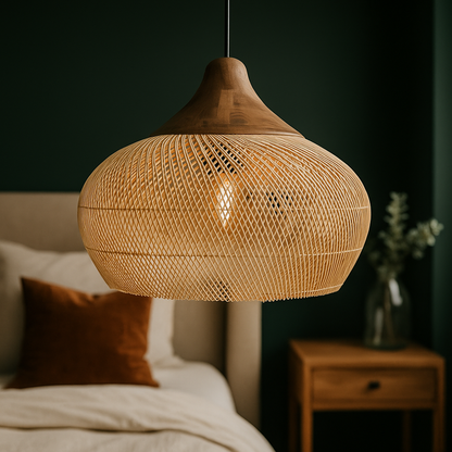 Skandynawska Rattanowa Lampa Wisząca | Boho