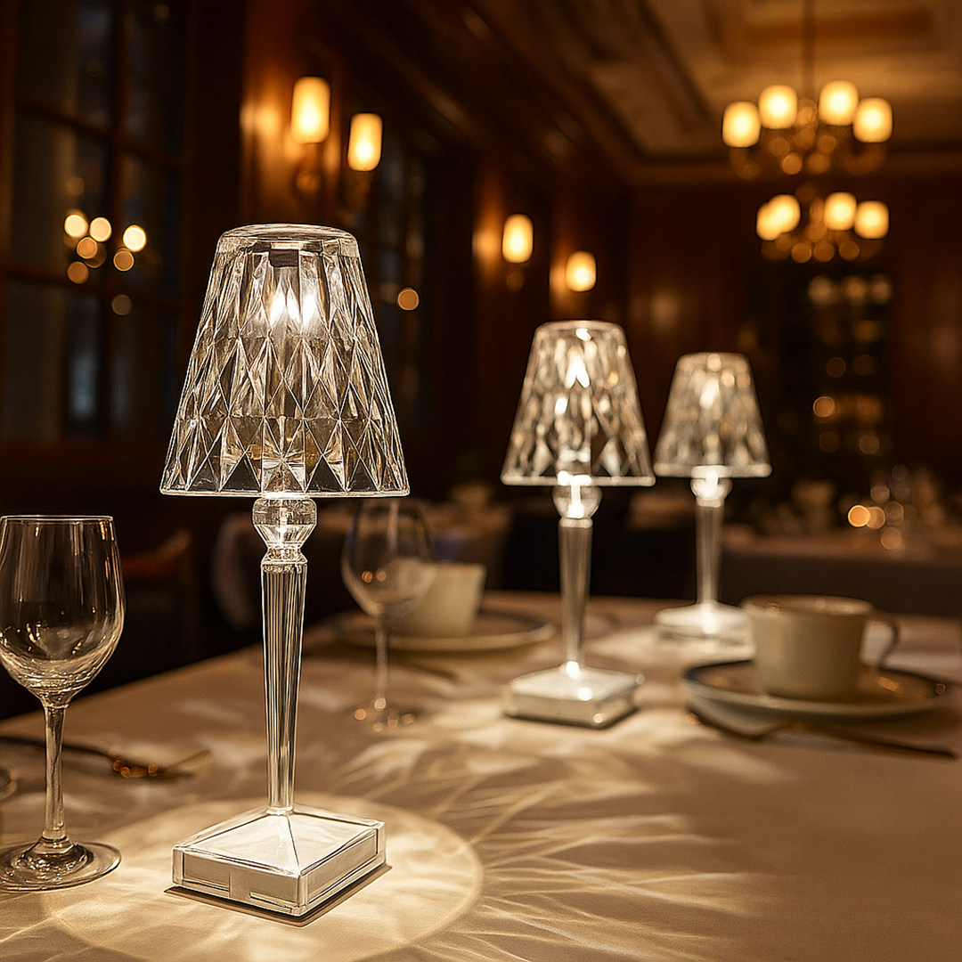 Diamentowa Lampa Stołowa LED | Kryształowa