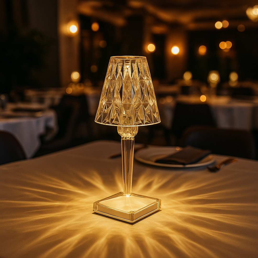 Diamentowa Lampa Stołowa LED | Kryształowa
