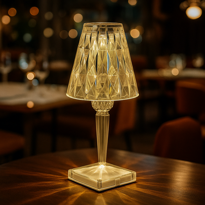 Diamentowa Lampa Stołowa LED | Kryształowa