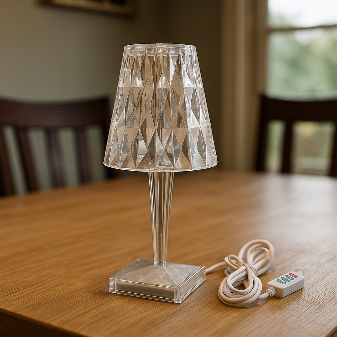 Diamentowa Lampa Stołowa LED | Kryształowa