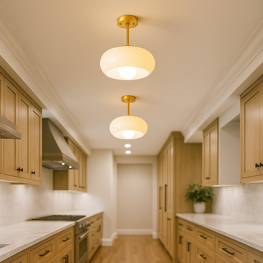 Szklana Okrągła Lampa Wisząca | Styl Retro