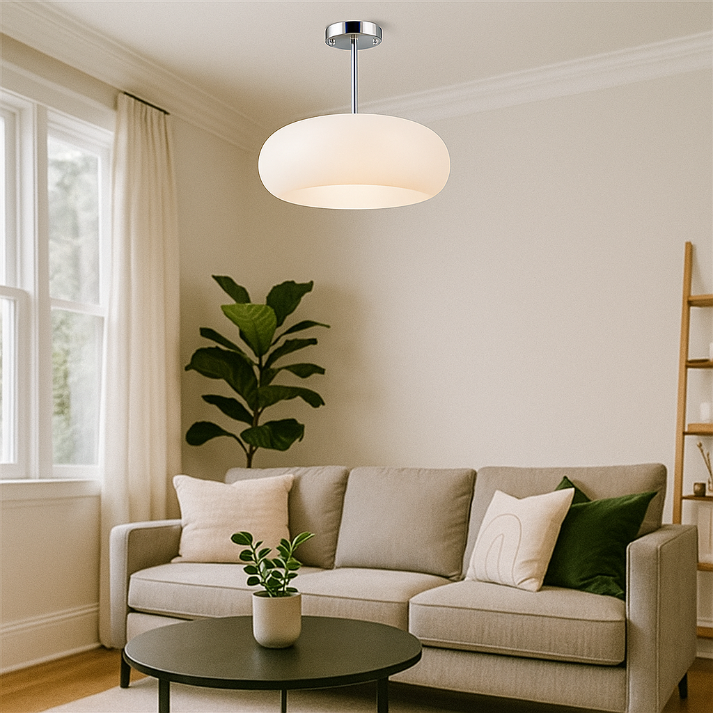 Szklana Okrągła Lampa Wisząca | Styl Retro