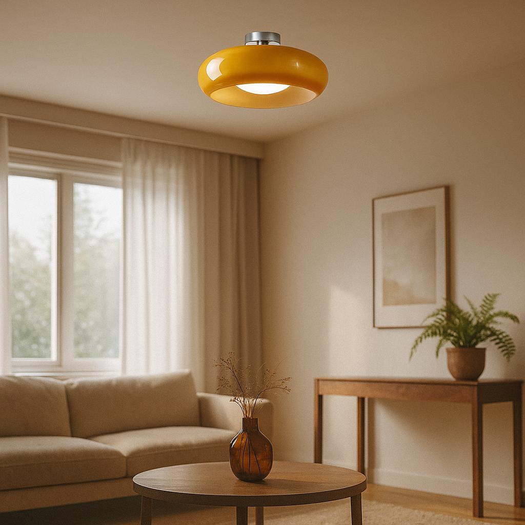 Szklana Okrągła Lampa Wisząca | Styl Retro