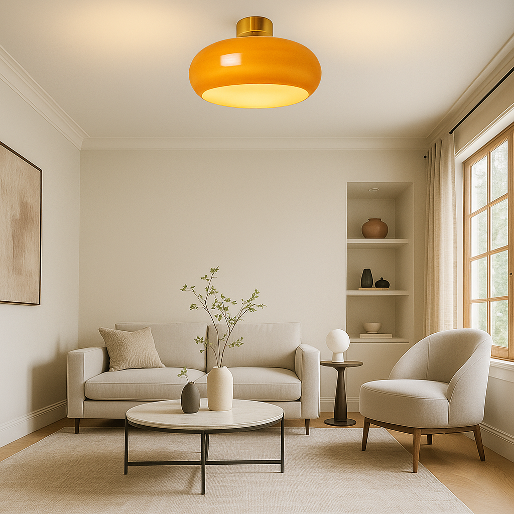 Szklana Okrągła Lampa Wisząca | Styl Retro